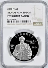 2004 THOMAS EDISON Silver $1 NGC PF70💥FLAWLESS QUALITY💥