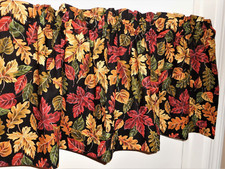 Fall Autumn Thanksgiving Maple Oak Leaves Curtain Valance Gold Black 14"x42"