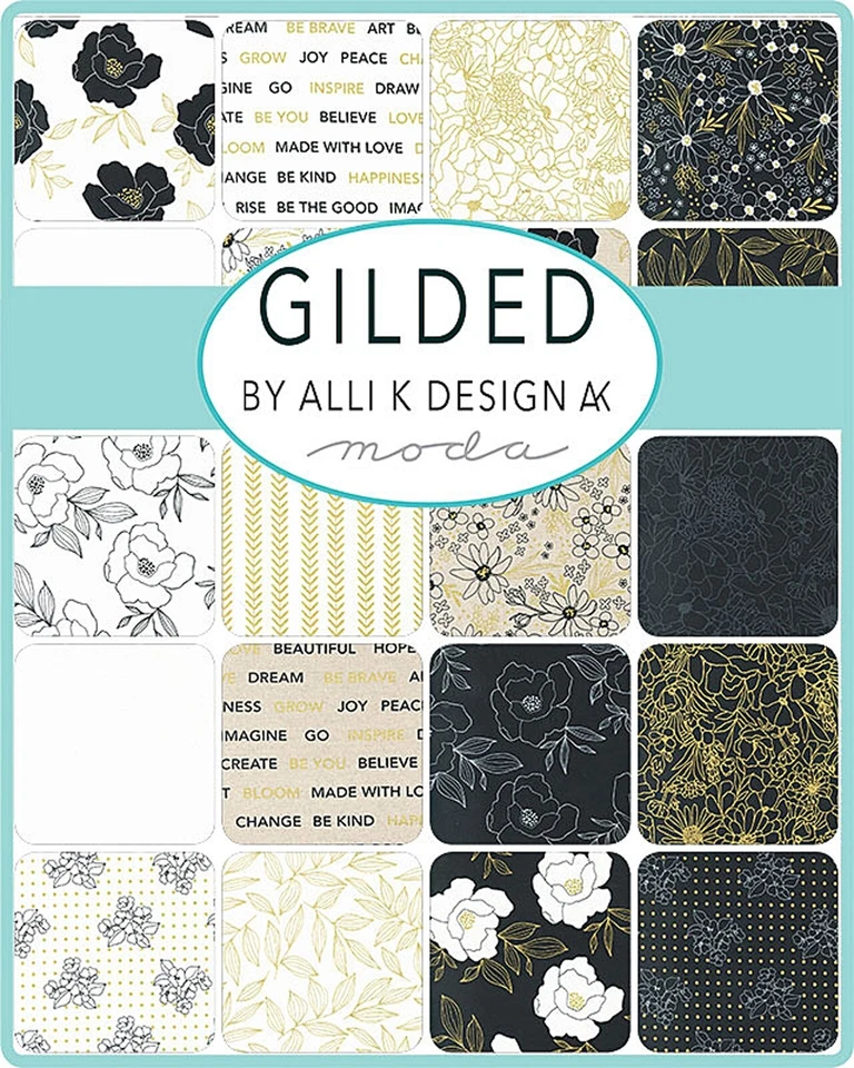 Charm Pack "Gilded" Blumen Patchwork Stoff Moda, 42 Scraps à 12,7cm - Bild 2 von 3