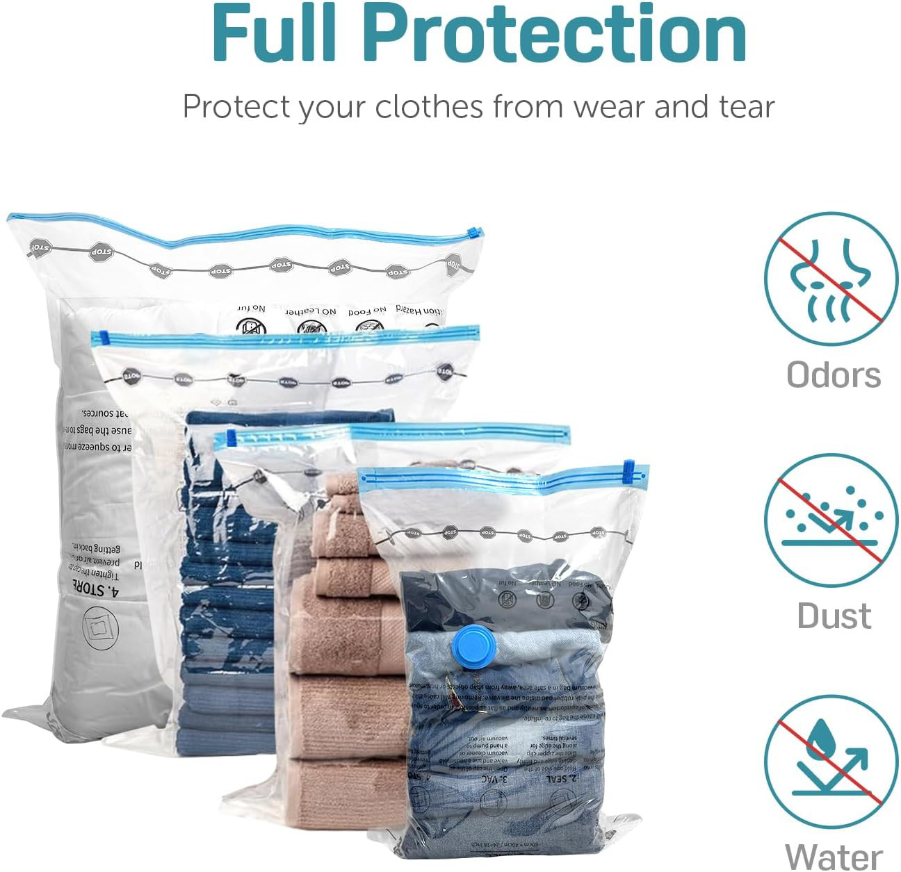 CaptainFive Vacuum Storage Bags 6-Pack, 2 Jumbo + 2 Large + 2 Medium, Reusable