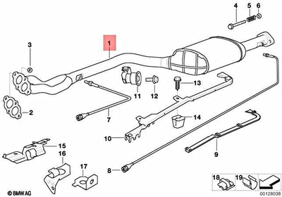 Genuine BMW E36 318is 318ti Coupe Exhaust Pipe Front Silencer 
