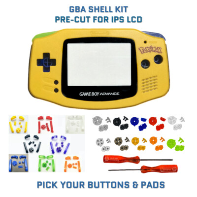 Game Boy Advance GBA Shell Kit POKEMON LIMITED PRE CUT Housing V2 IPS READY 