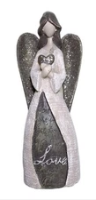 Angel Love Heart Faceless Christmas Ornament 4.5” Resin