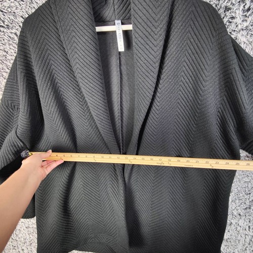 Fabletics Shawl Collar Cardigan Quilted Knit Open Front Black Jacket Women SZ XL - Picture 4 of 9