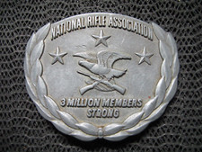 NATIONAL RIFLE ASSOCIATION NRA 3 MILLION MEMBERS STRONG BELT BUCKLE VINTAGE USA