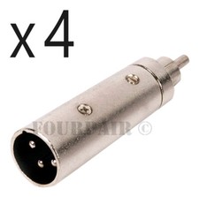 4 Pack Lot - 3-Pin XLR Male to RCA Plug Audio Cable Microphone Mic DJ Adapter