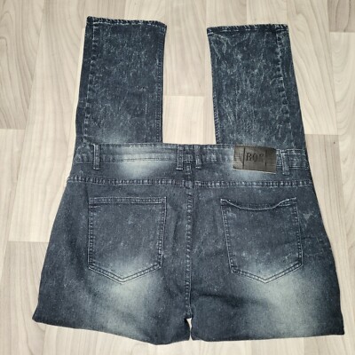 ROK Handcrafted Jeans Mens 40x32 Slim Straight Leg Ribbed Moto Dark Cloud Wash