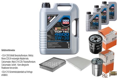 MAHLE Inspektionspaket 8 L Liqui Moly Top Tec 4600 5W-30 für Lancia Kappa 2.0