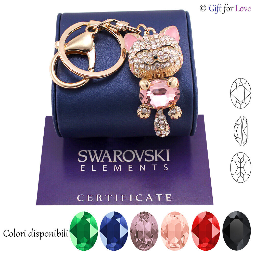 Portachiavi oro donna Swarovski Elements originale G4Love cristalli gatto