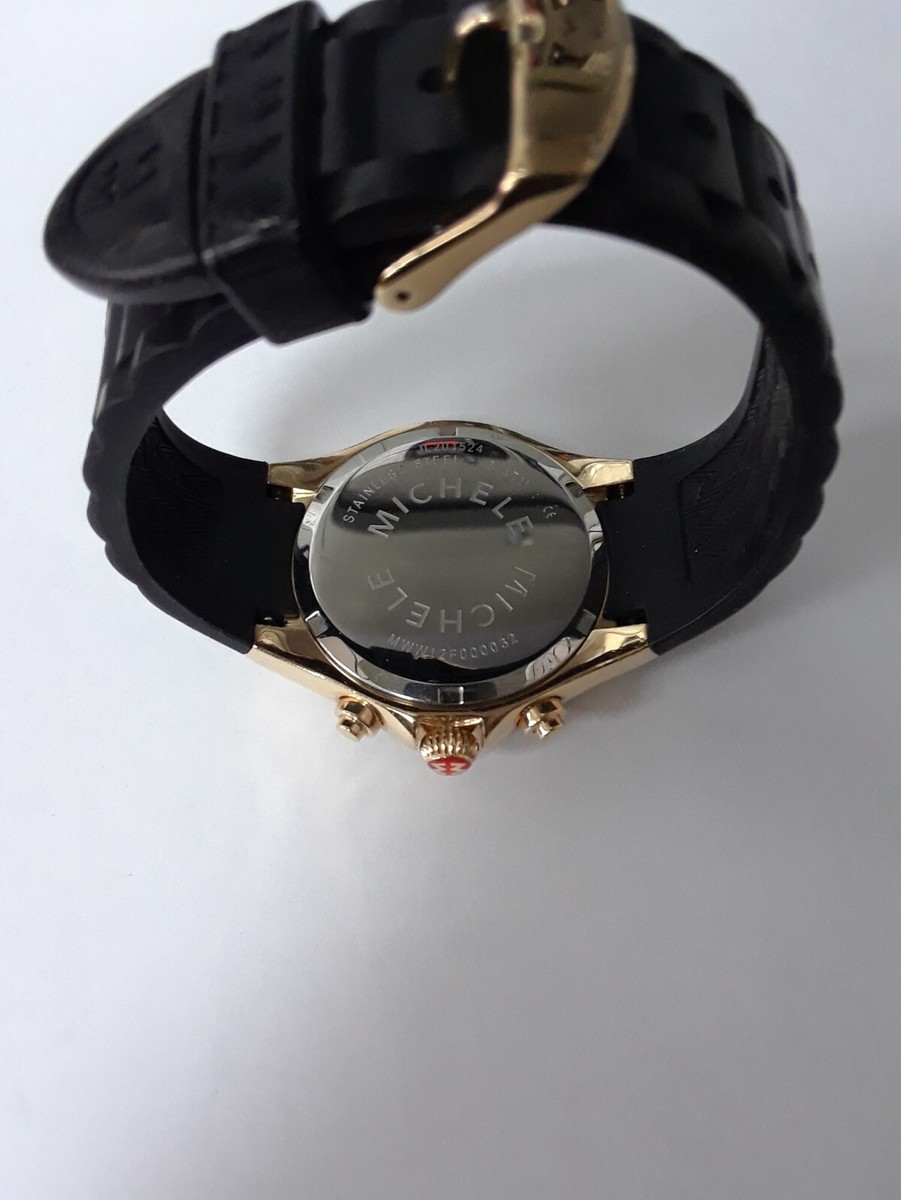 Authentic Michele Women Watch Gold Tone Tahitian Jelly Bean Chrono MWW12F000032 View 2