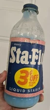 Antique Sta-Flow Liquid Starch Bottle NOS NIB Prop Decor Mid-Century Staley Co