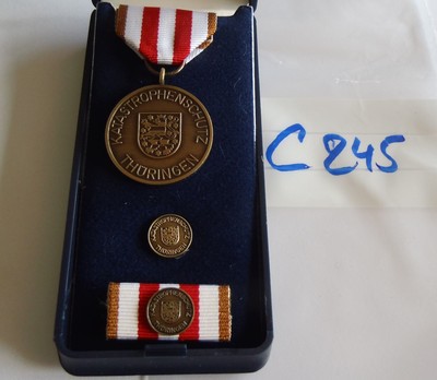 Orden Thüringen Katastrophenschutz bronze mit Etui und Bandspange und Pin (c245)