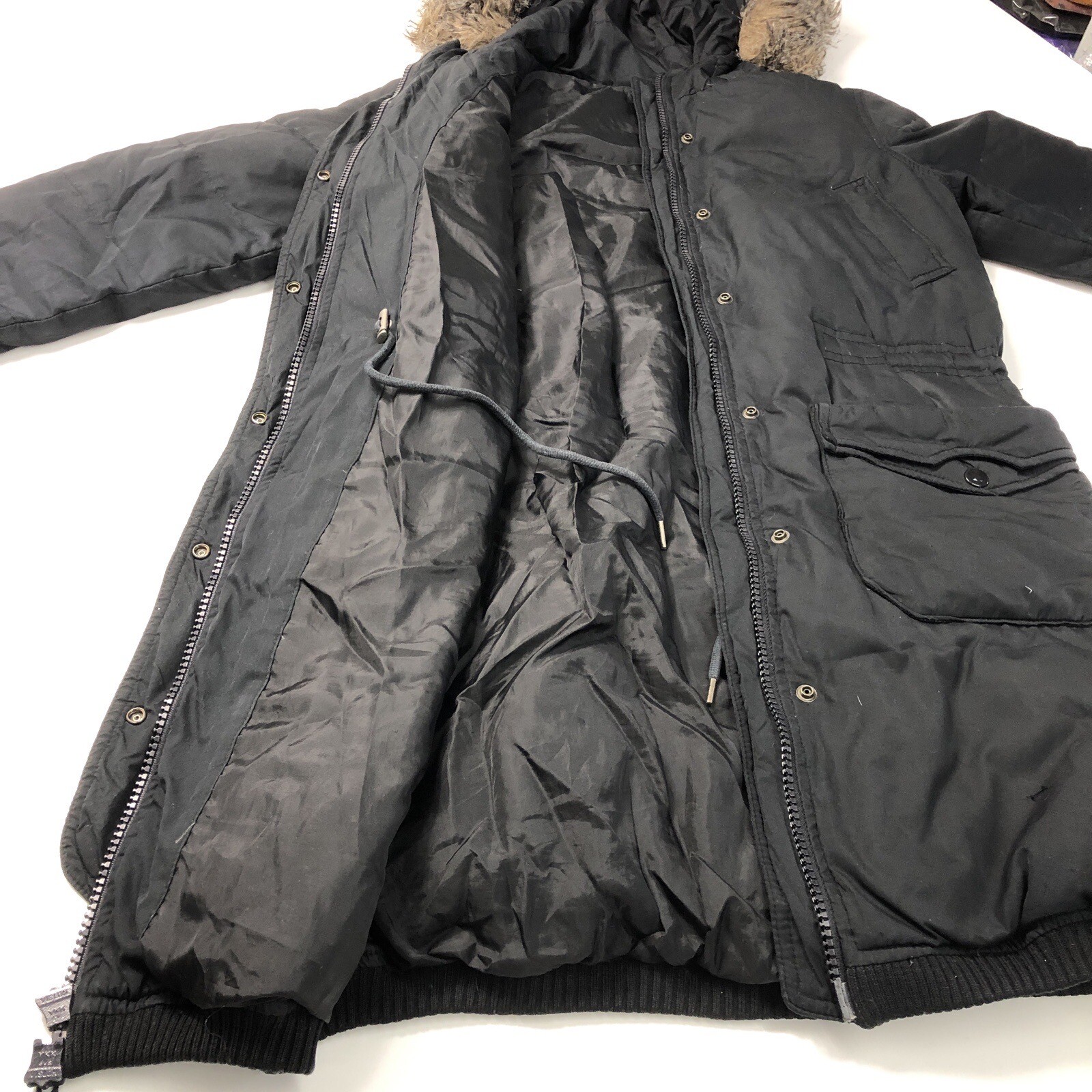 GAP Women's Long Black Hooded Puffer Parka Small Peti… Gem