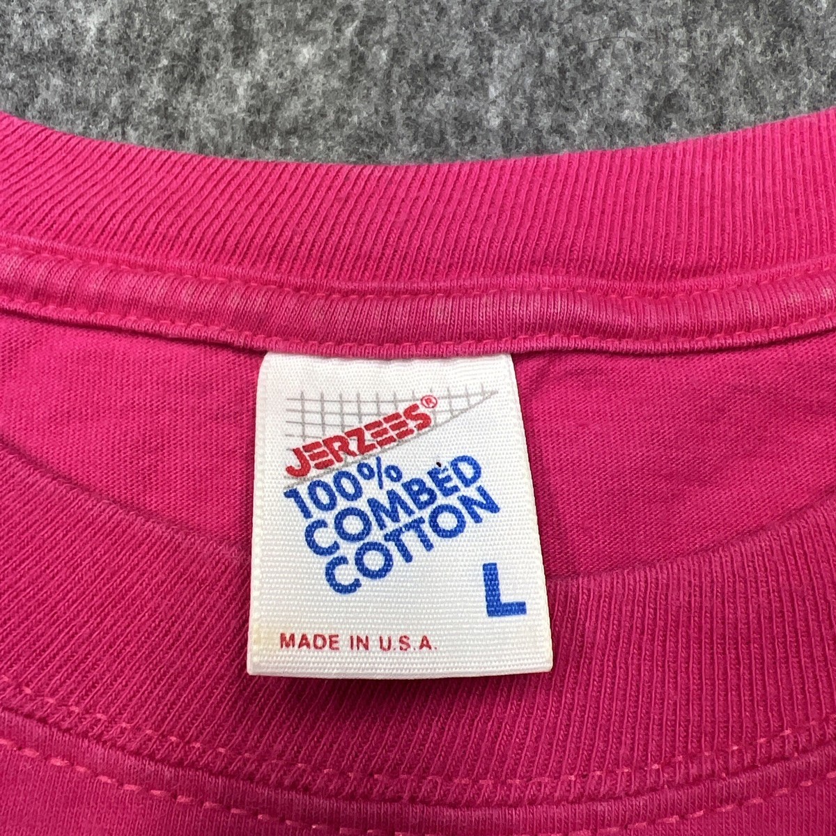 90s Vintage Jerzees Combed Cotton USA Made Pink VTG Size L Glitter