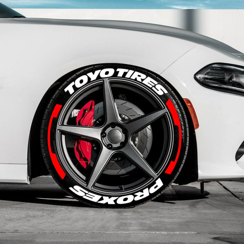 TOYO TIRES PROXES + Red Stripes Tire Lettering Sticker 1.20'' 15