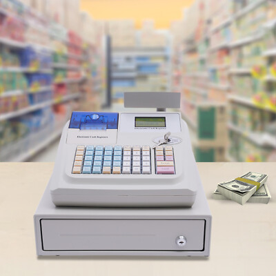 LCD Display Electronic POS System Cash Register For Retail with Drawer 48 Keys
