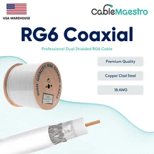 18AWG RG6 Coaxial Dual Shield Outdoor Cable for Satellite TV - White