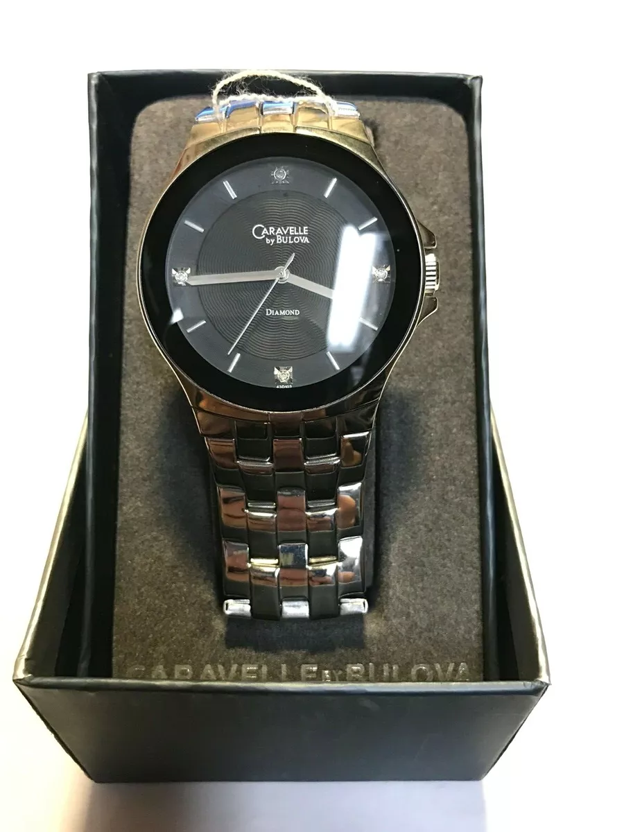 Men's caravelle diamond clearance watch