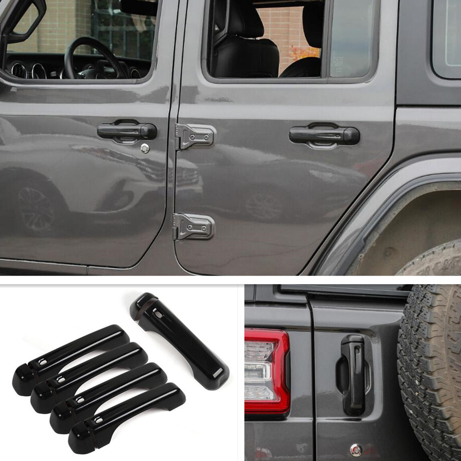 Jeep Wrangler JL 18-2023 Black Door Handle Cover Trim Bezel Accessory