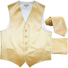 New formal men's tuxedo vest waistcoat  neck tie set horizontal stripes ivory