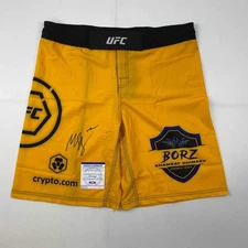 Autographed/Signed Khamzat Borz Chimaev UFC MMA Yellow Trunks PSA/DNA COA
