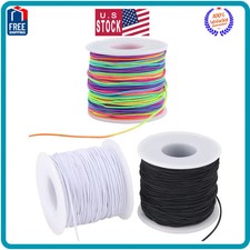 1mm Elastic String Cord for Jewelry Making 3 Rolls Black White Rainbow 495 Feet