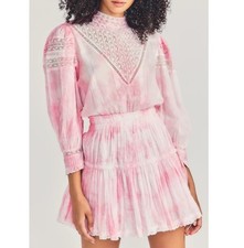 LoveShackFancy Viola Hand Dyed Dress Size Large Women’s Island Pink White