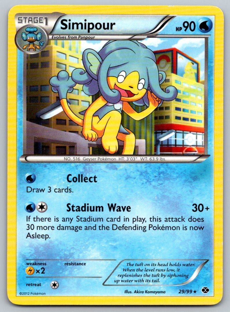 Pokemon Next Destinies Simipour Rare 29/99 Lightly Played