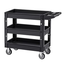 Utility Service Cart, 3 Shelf 550LBS Heavy Duty Plastic Rolling Utility Cart