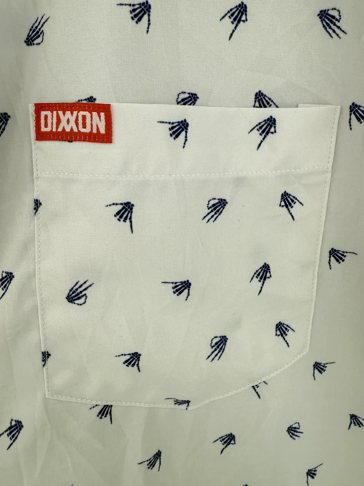 Camisa de Fiesta Dixxon Flannel Co Para Hombre XL Blanca Brolingual Manga Corta Esqueleto Foto 3 de 4
