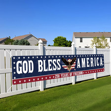 250 Anniversary USA Flag God Bless America Banner 4Th of July Decorations 120" X