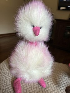 JELLYCAT London Pink Pom Pom Plush Bird Emu Ostrich 15” Stuffed Animal GUC
