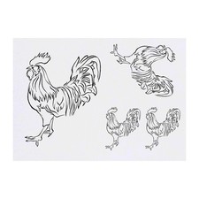 4 x 'Rooster' Temporary Tattoos / Transfers TO00013053 