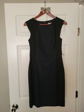 Banana Republic Black Sleeveless Sheath Dress 4 Knee Length Round Neck Lined