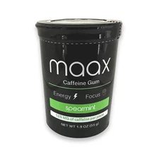 Maax Caffeine Energy Gum | Focus Gum | 125Mg of Caffeine per Piece | Spearmint