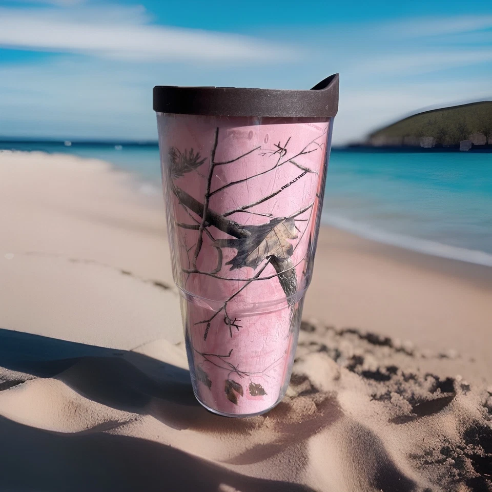 Vaso Tervis Realtree® Envoltura Rosa Camuflaje Marrón Tapa Rama Rústica Caza EE. UU. 24 oz Foto 3 de 4