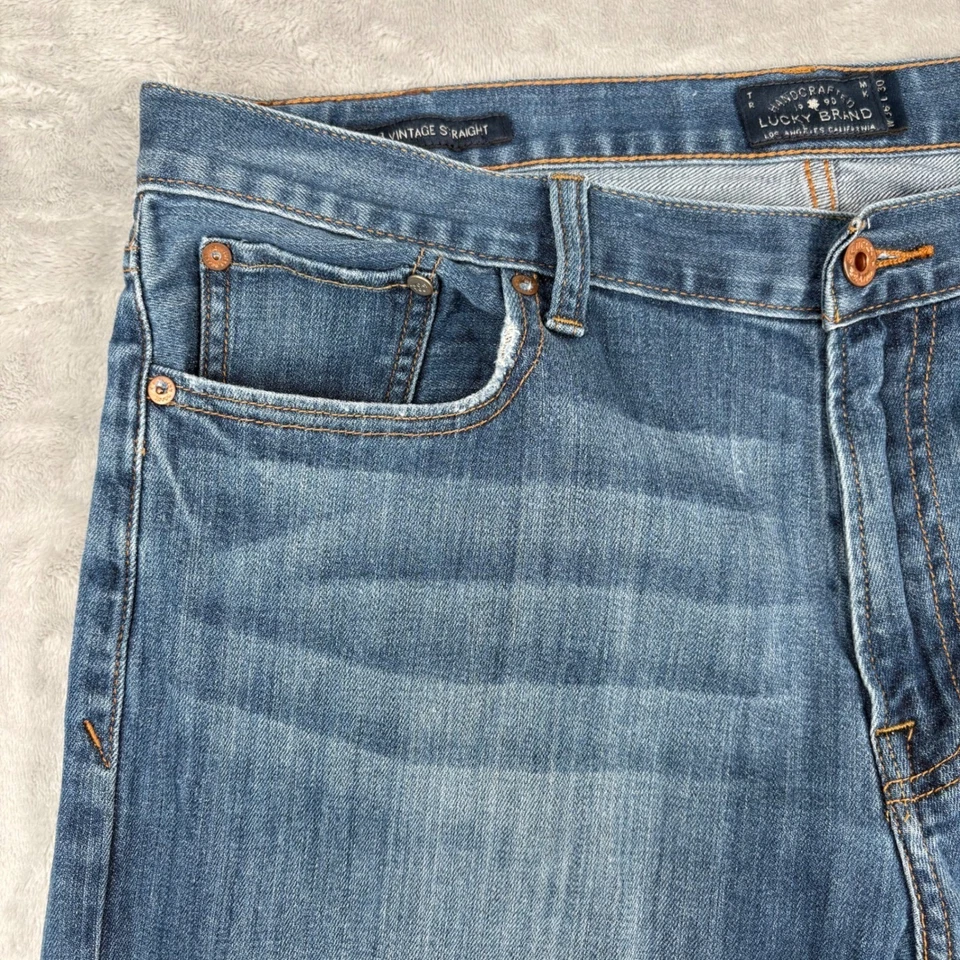 Lucky Brand 363 Vintage Straight 36x30 (Fits 37x29) Jeans Men's Blue Medium Wash - Image 3 of 4