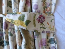 floral botanical cream cotton curtains & tie backs home made w 164 x d 96 cm