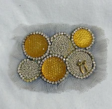 Handcrafted Gold Silver Beaded Rhinestone Decorative Lace Fabric Patch Hair Clip