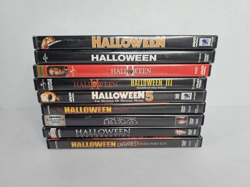 Halloween DVD Lot Michael Myers 9 Movie Lot Rob Zombie 5 Resurrection Horror