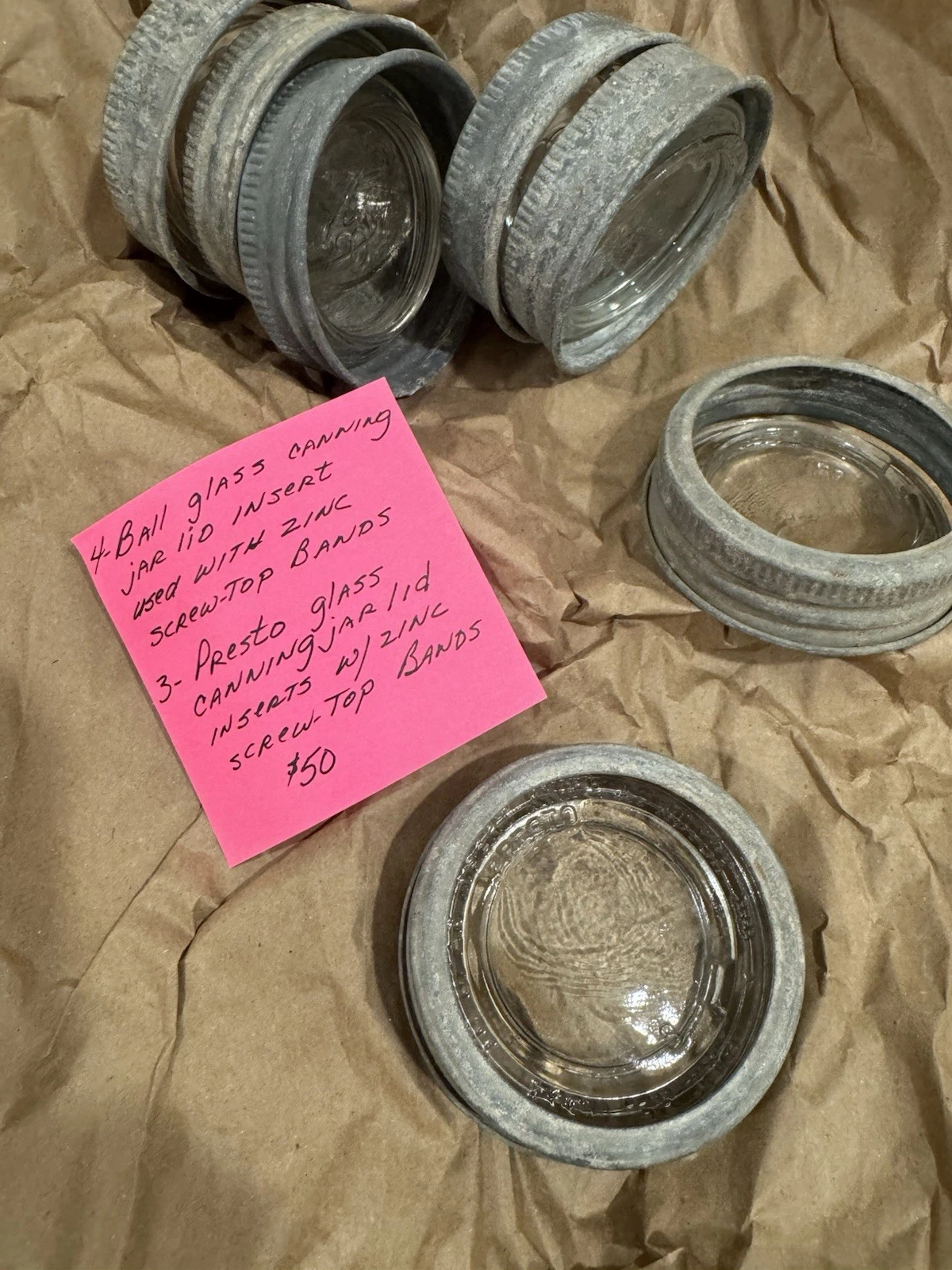 VTG Ball Presto Mason Glass Jar Lids – Set Of Clear Glass Caps With Rings
Opens in a new window or t