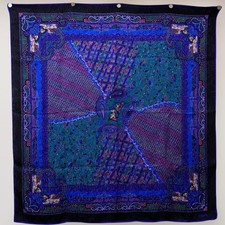 FENDI Large Silk Scarf All-Over Paisley Pegasus