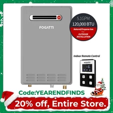 FOGATTI Tankless Water Heater Outdoor 16L 5.1GPM 120,000 BTU Instant Whole House