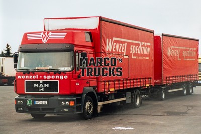LKW Foto MAN F90 Planensattelzug Deutschland rot wenzel-spenge, Wenzel Spe #a8rr