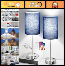 Set of 2 Touch Control Dimmable Table Lamps with USB AC Outlets, 800 Lumens