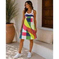 Adidas Stella McCartney Tennis Dress Multi Color Pleated Mesh AJ3212 Small