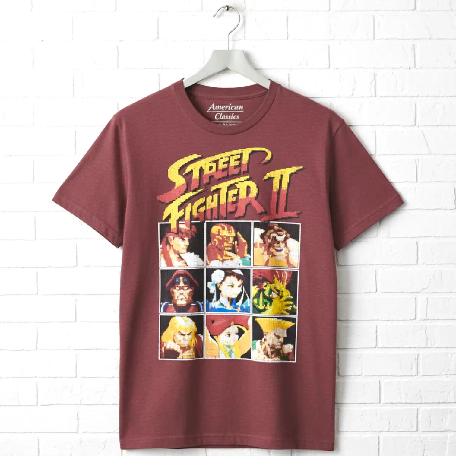 Street Fighter 2 Player Select Screen 8Bit Pixel Men's T Shirt Gamer Ryu Capcom