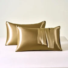 2 Pack 100% Satin Silk Pillowcase for Hair and Skin,With Hidden Zipper FreeSh