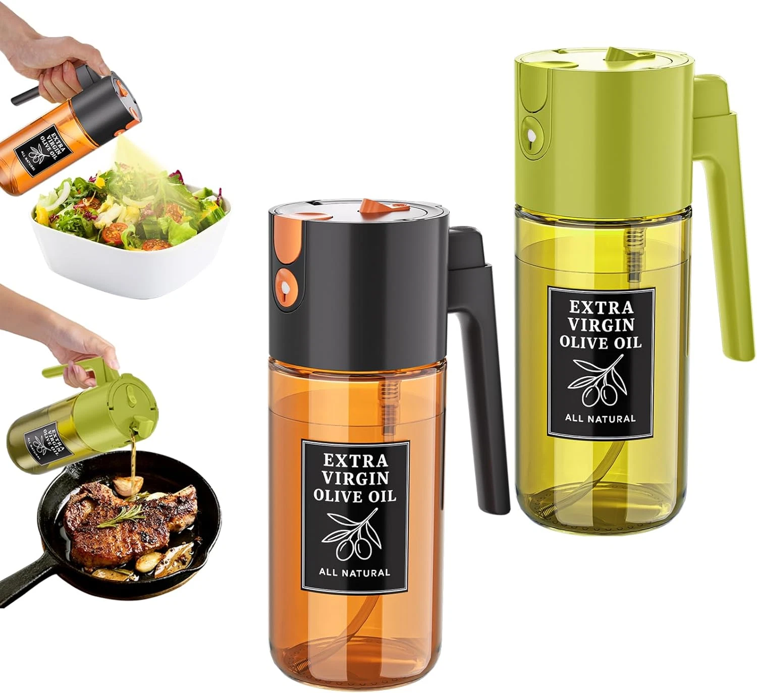 Olive Oil Sprayer for Cooking 2 Pack, Oil Sprayer Set with Fine Mist Oil Mister,