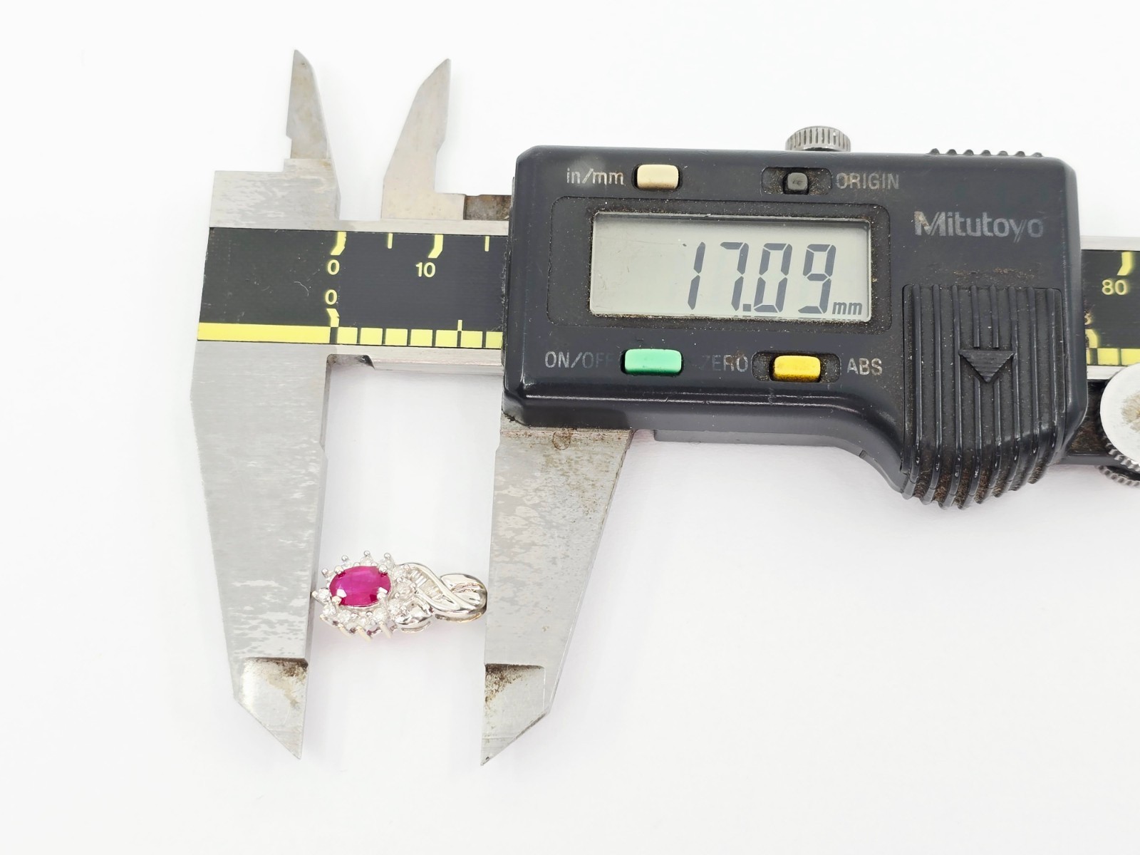 Unique 14K Karat Solid White Gold Oval Ruby & Dia… - image 15